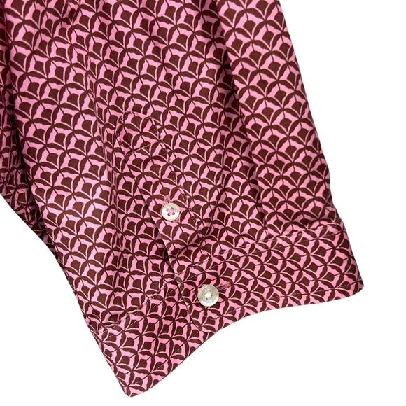 Lands End Pink Maroon No Iron Supima Button Down Shirt Size 18 Collared - Picture 8 of 9